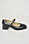 T908014103 Black Genuine Leather Low Heeled Women's Shoes - 2