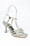 P246000504 Silver Satin Fabric Thin Heeled Women's Evening Dress Shoes - 6