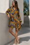 Mustard Print Short Women's Dress Mg2429