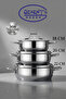 Gurme 3-Piece Stainless Steel Saucepan Set 6-Piece Omelette Set with Glass Lid K-417