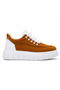 Tan Suede Breathable Unisex Sneaker - Camel Color Daily Comfortable Sports Shoes Kb X10 - 4