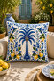طقم غطاء وسادة مزخرف بالليمون من السيراميك الأبيض والأزرق (ثنائي الجوانب) - 4