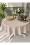 Royal Linen Textured Beige Round Tablecloth