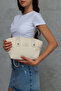 Women's Cream Canvas Shoulder Bag with Zipper for Daily Use Medium Size Tote Bag - 5