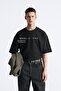 Crew Neck Unknown Desire Printed Oversize Black Men's T-Shirt - 2