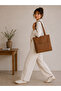 Women's Brown Zippered Hand and Shoulder Bag Fabric Cloth Bag Dekado Special Sewing Creation - 3
