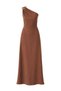 Gold Buckle Detailed One Shoulder Tie Brown Midi Dress - 6