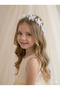 Girl Child 3D Chiffon Butterfly Floral Bridal Wedding Bridesmaid Graduation Tiara - Tie-Back Special Occasion Hair Accessory - 3