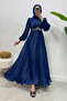 Mosera Janjan Fabric Waist Belted Lined Hijab Evening Dress - 3
