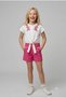 Girl's Embroidery Detailed Front Tie White Shirt Pocket Shorts Set of 2 - 5