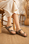 Moderno Women's Cross Strap Anatomical Cork Sole Daily Comfortable Slippers - 3