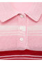 Striped knitwear polo collar blouse - 8