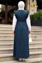 Jile Navy Blue Hijab Denim Dress 19113L - 2