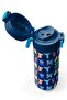 Kids Navy Blue Neon Yellow Patterned Steel Thermos with Straw and Direct Drinking 500 ml 31935 - 4
