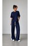Women's Navy Blue and White Striped Trouser Suit