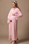 Effortt Pink Maternity and Postpartum Nightgown Set with Robe - 6