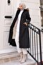 Fur Collar Waist Lace-Up Coat Black 19269 - 3