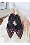 Blush Brown Polka Dot Pointed Toe Short Block Heeled Women's Shoes - 2