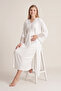 Maternity Nightgown and Robe Set/Cotton Postpartum Set/Short-Sleeved Nightgown/Lace, Piped Collar - 3