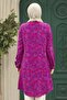 Patterned Fuchsia Hijab Viscose Tunic 11607F - 3
