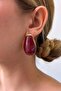 Steel Maple Earrings Burgundy - 2
