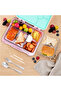 6 & 4 Convertible Bento Lunch Box w/Steel Spoon & Fork Set - Always Believe Pink - 3