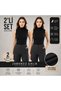 Women's Combed Cotton Half Fisherman Sleeveless Undershirt Set of 2 - Black High Neck Undergarment