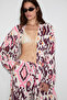 Narvena Women's Linen Blend Print Detailed Comfortable Fit Pink Printed Kimono - 2