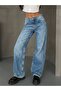 Women's Stonewashed Wide Leg Jean Loose Cut Wide Leg Denim Trousers - 5
