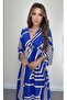 Buketli̇ Women Front & Back V Neck Patterned Cotton Satin Maxi Length Dress - 2