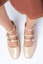 Baylee Nude Patent Leather 3-Stripe Blunt Toe Women's Short Heeled Shoes - 4