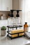 Black Metal Stand Pole Double Glass Liquid Soap Dispenser Set, 2 X 500 Ml, 14 X 10 X 24.5 Cm, Sponge Included - 6