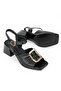 , Women's Genuine Leather Heeled Sandals 161992Z19008S Black - 6