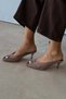 Onyx Mink Genuine Leather Heeled Slippers - 6