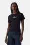 Women's Black T-Shirt with Glitter Detail - 17944-0107 - 2