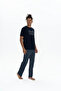 Women's Men's 3-Piece 100% Cotton Pajama Set Relaxed Straight Leg Short Sleeve Crew Neck - 3