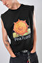Pink Floyd Sun Printed Black Zero Sleeve T-Shirt