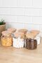 6-Piece Wooden Vacuum Lid Glass Jar Set Food Storage Container Set Spice Rack 500 ml - 5