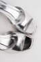 Women's Silver Open-Front Cross-Strapped Low-Heel Shoes - 4