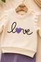 Baby Girl/Child Love Heart Embroidered Snap-Back Shoulder Baby Set 2-Piece Top and Bottom Seasonal Monthly 3-6-9-12 - 3