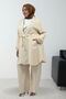 67019 Large Size Tie-Waist Pants Jacket Nora Set - Beige