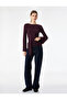 Slim Fit Crew Neck Long Sleeve Blouse with Tie Detail