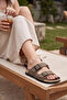 Lasola Double Buckle Adjustable Suede Textured Mink Men's and Women's Slippers - Both Stitched and Adhesive - 6