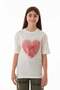 Heart and Love Text Printed Girl's Oversize T-Shirt