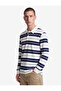 Polo Collar Buttoned Long Sleeve Striped Sweatshirt - 2