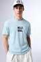 Men's Wild Soul Text Print Oversize Blue Loose T-Shirt - 6