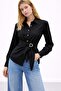 Women's Glossy Buckle Detailed Stylish Classic Shirt