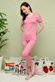 Heart Patterned Crew Neck Short Sleeve Pajama Set - 4