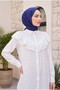 Robadan Ruffled Buttoned Rayon Tunic -White - 4