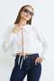 Front Tie Baby Collar Crop Blouse - 6
